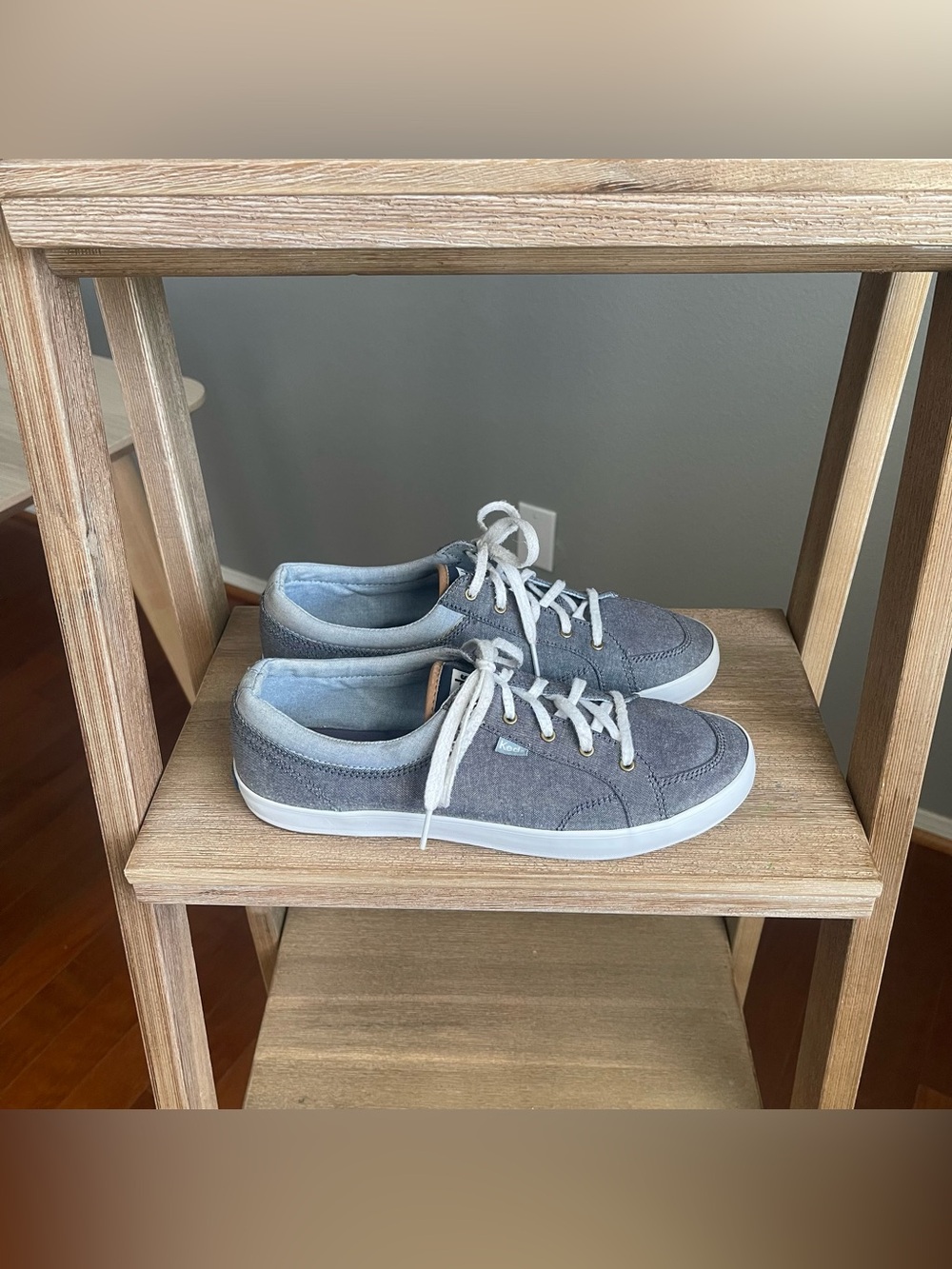 Keds Women’s 9.5 Denim Blue Lace-Up Low Top Sneaker Casual Comfy Nautical Shoes